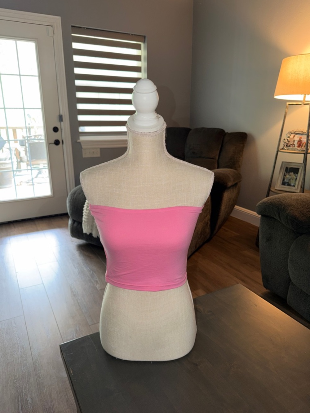 Edikted Pink Strapless Tube Crop Top